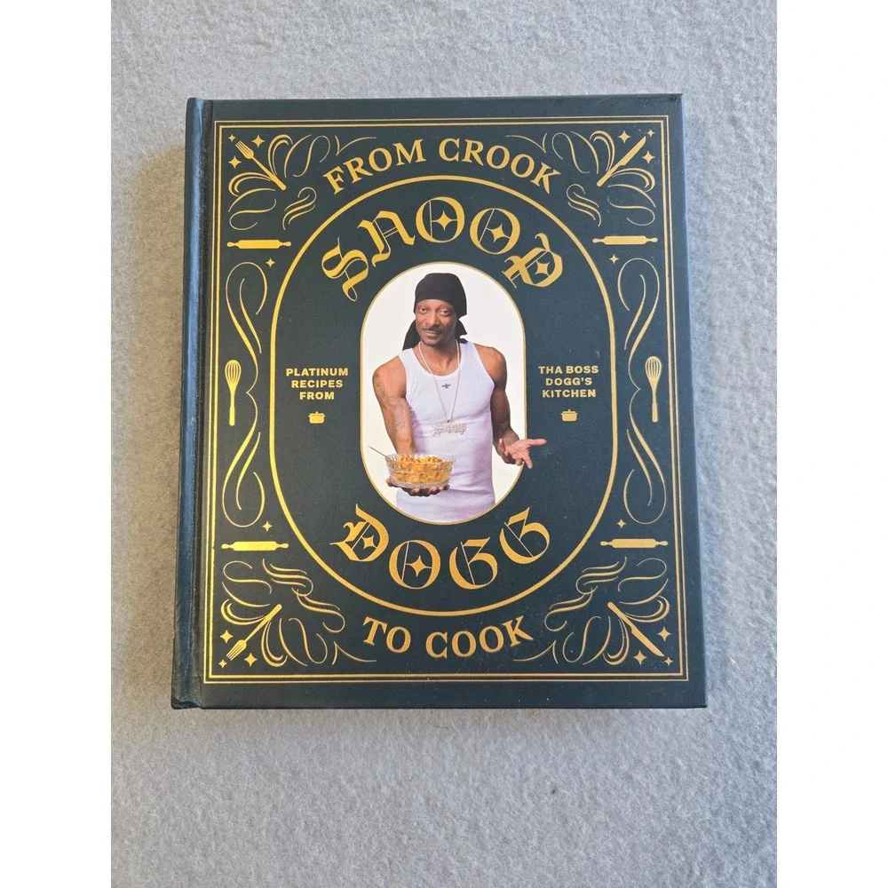 Snoop Dogg‎ From Crook to Cook Cookbook Unisex OS Black Gold Hardcover Recipes